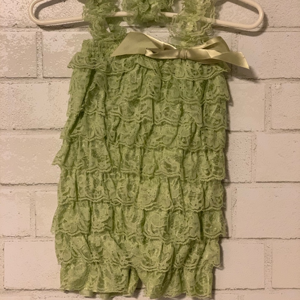 Sage Green Petti Romper & Headband
